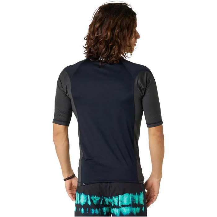 2024 Rip Curl Mens Waves UPF Performance Short Sleeve Rash Vest 142MRV - Black